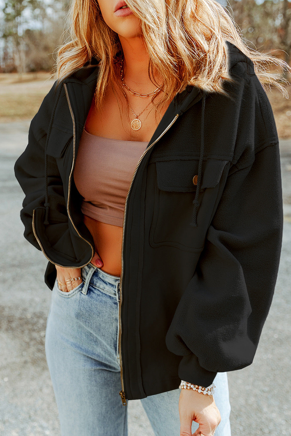 The Cozy Zip-Up Drawstring Hooded Jacket