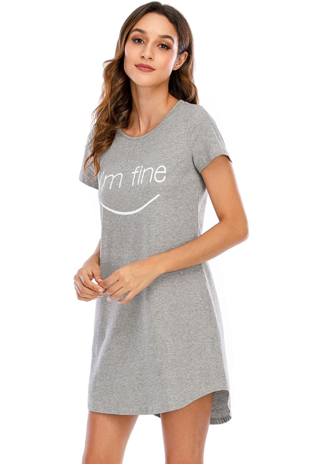 “I’m Fine” Short Sleeve Lounge Dress
