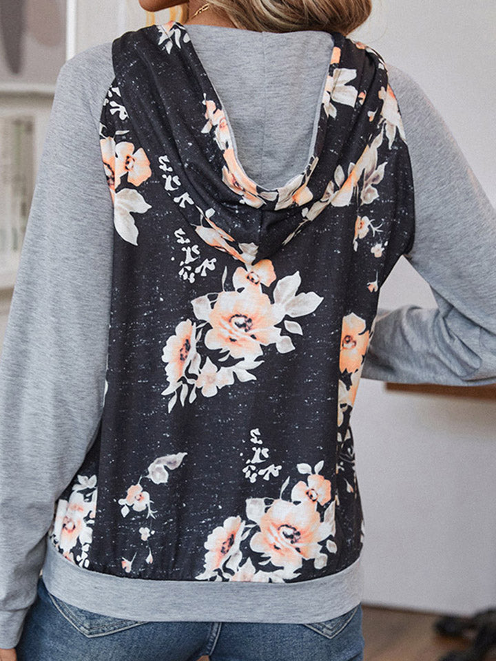 Floral Raglan Sleeve Hoodie