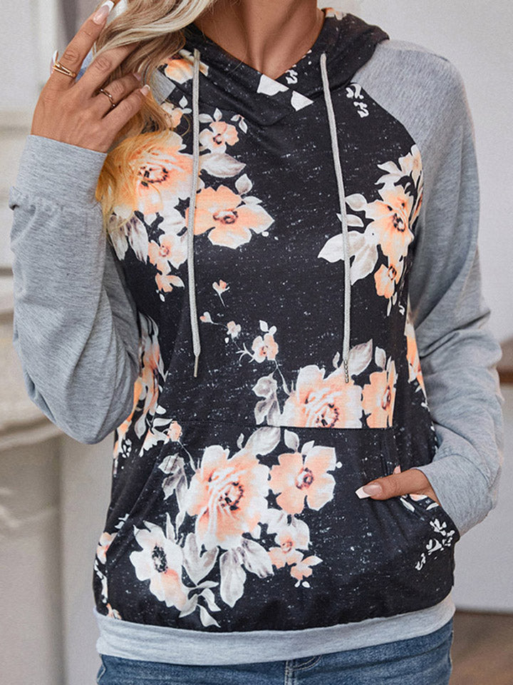 Floral Raglan Sleeve Hoodie