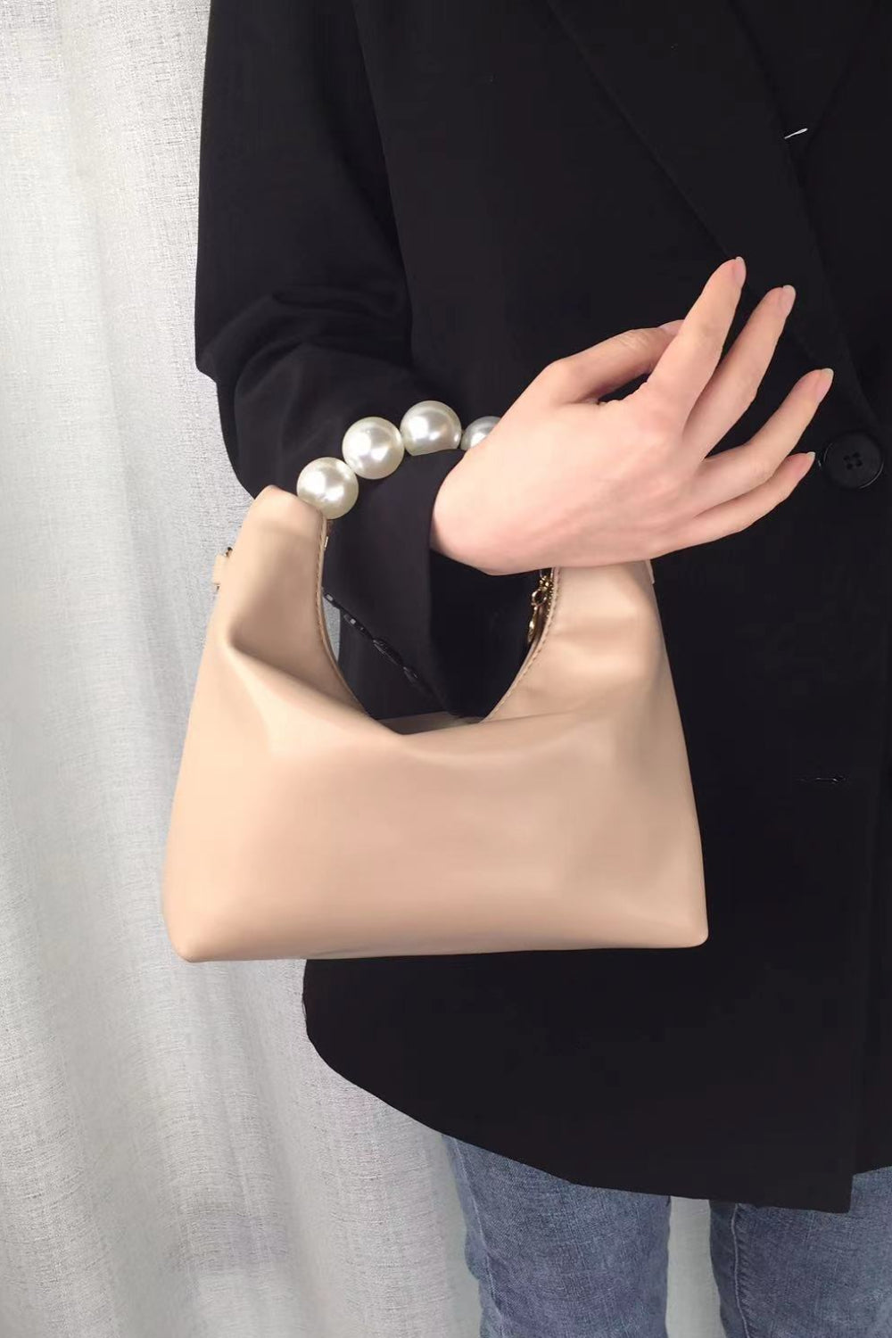 Leather Pearl Handbag