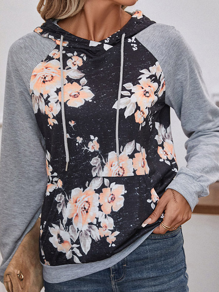 Floral Raglan Sleeve Hoodie