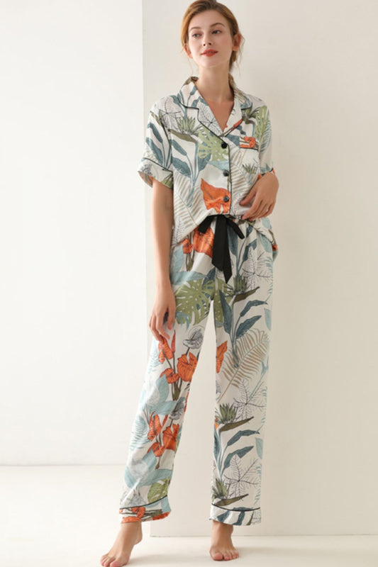 Botanical Print Button-Up Pajama Set