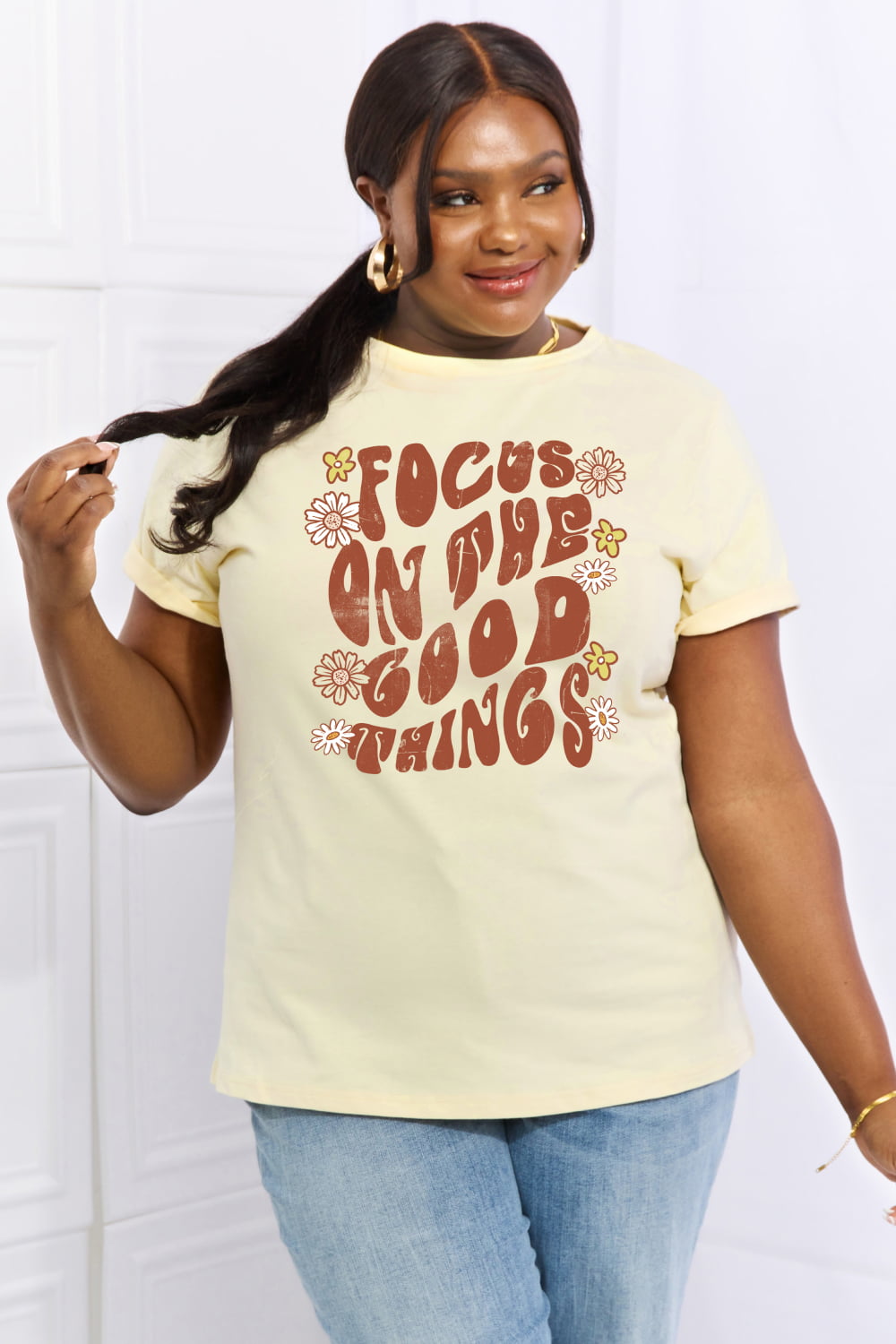 FOCUS ON THE GOOD THINGS Graphic Cotton Tee