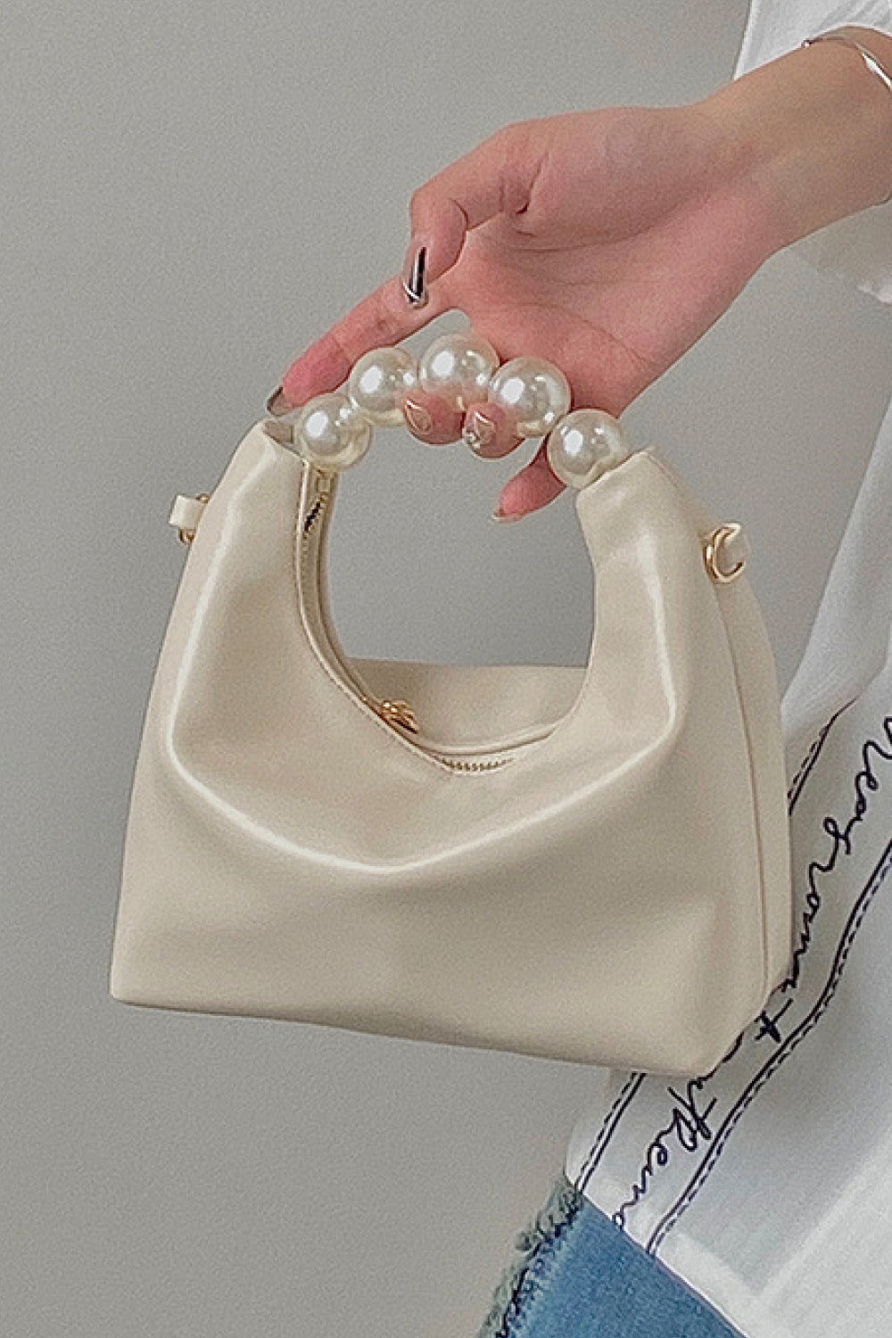 Leather Pearl Handbag