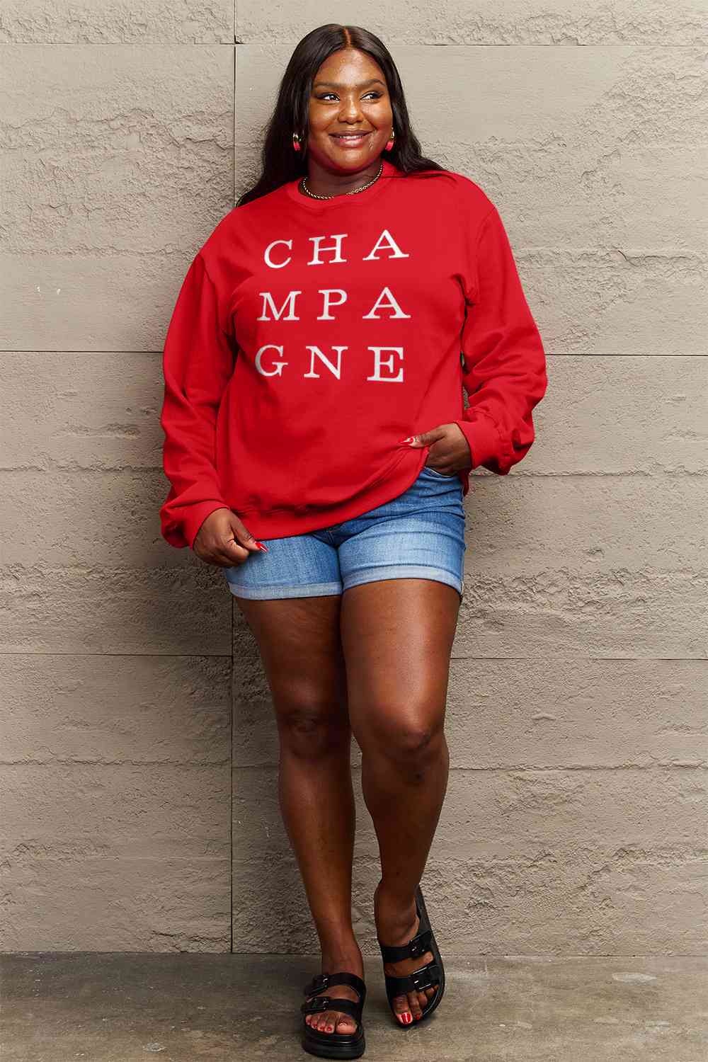 CHAMPAGNE Graphic Long Sleeve Sweatshirt